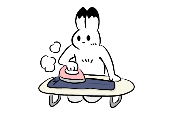 アイロンがけするウサギ